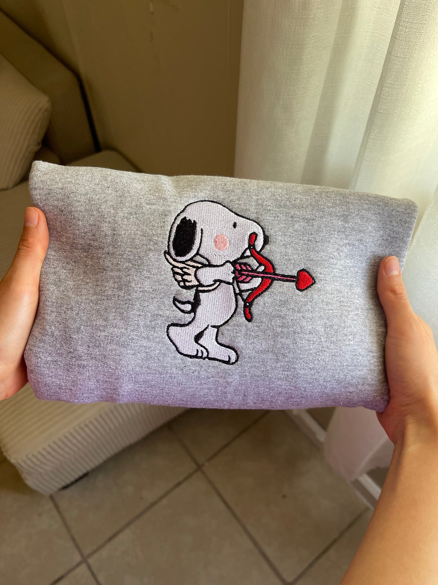 Snoopy Cupid Embroidered Sweater